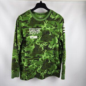 Nike Univ Of North Carolina Camo Men Large Long-Sleeve Crew Neck Shirt Green